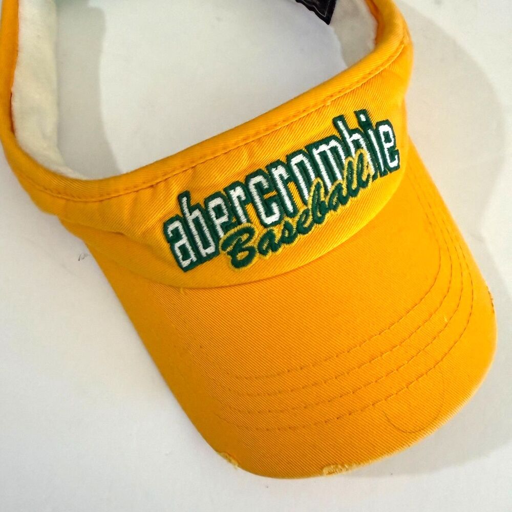 Abercrombie Vintage 90s Baseball Visor Yellow Green Adjustable Athletic Hardball